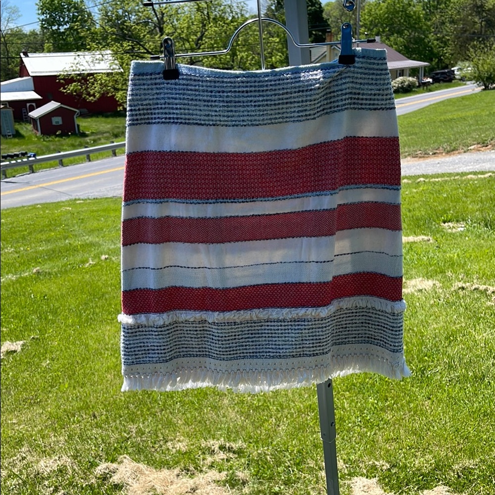 Stylish Red and White Striped Skirt